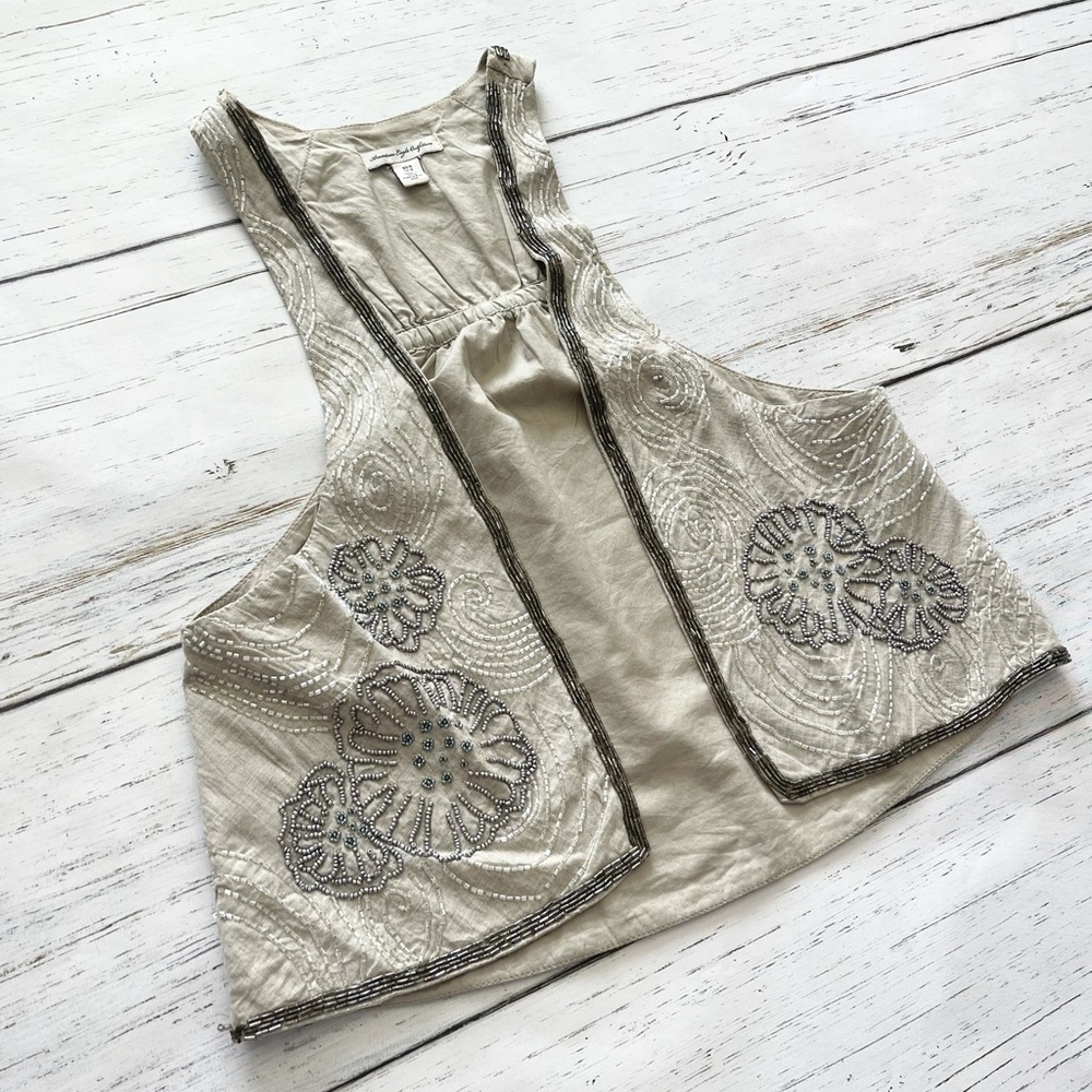American Eagle Beaded Linen Vest